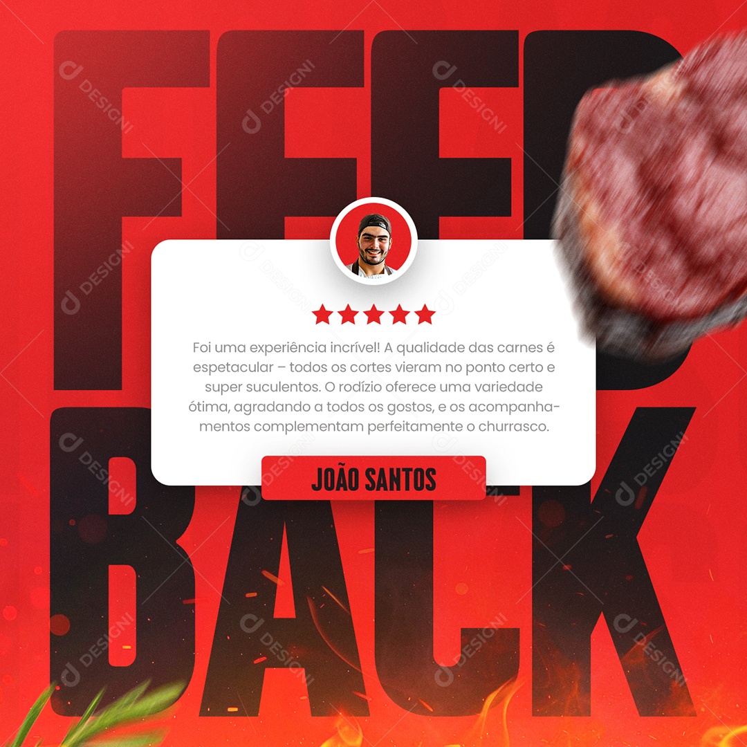 Churrascaria Feedback Foi uma Experiência Social Media PSD Editável