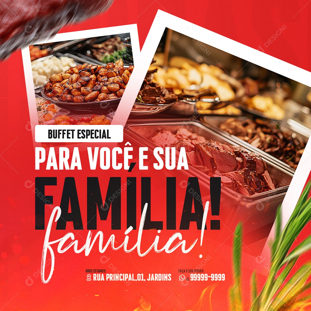 Churrascaria Buffet Especial para Você e Sua Família Social Media PSD Editável