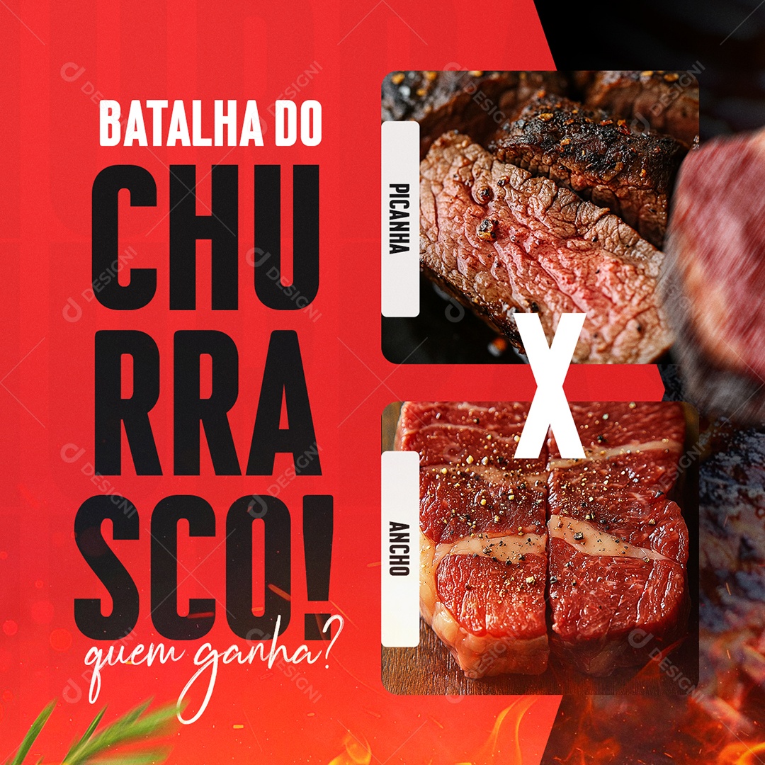 Churrascaria Batalha do Churrasco Social Media PSD Editável