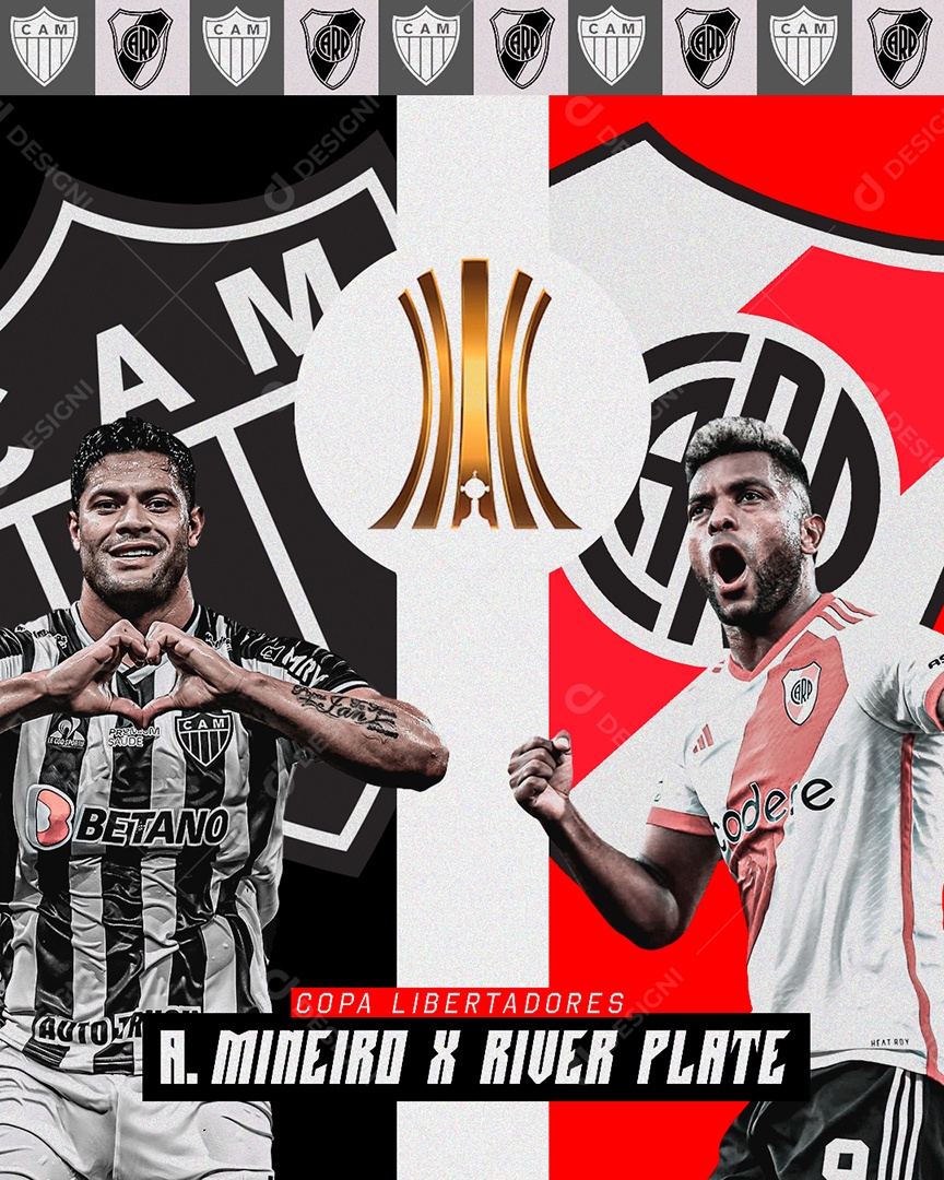 Feed Flyer Futebol Brasileirão Atlético mineiro X River Plate Social Media PSD Editável