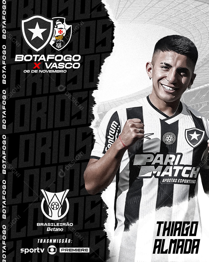 Feed Flyer Futebol Brasileirão Botafogo X Vasco Social Media PSD Editável