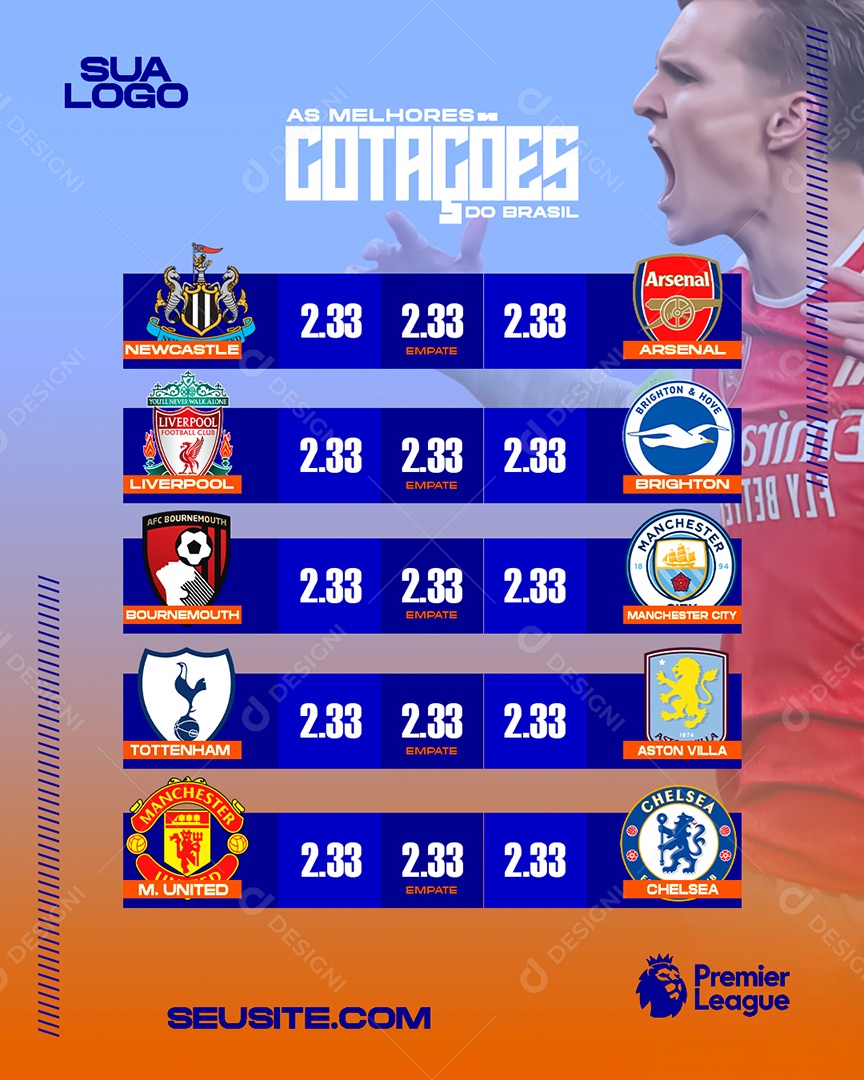 Feed Flyer Futebol Brasileirão Cotações Social Media PSD Editável