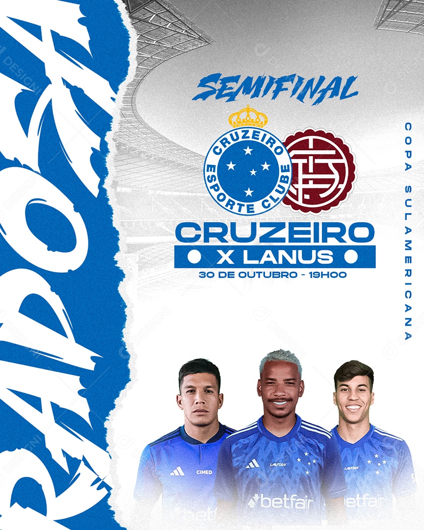 Feed Flyer Futebol Brasileirão Cruzeiro X Lanus Social Media PSD Editável