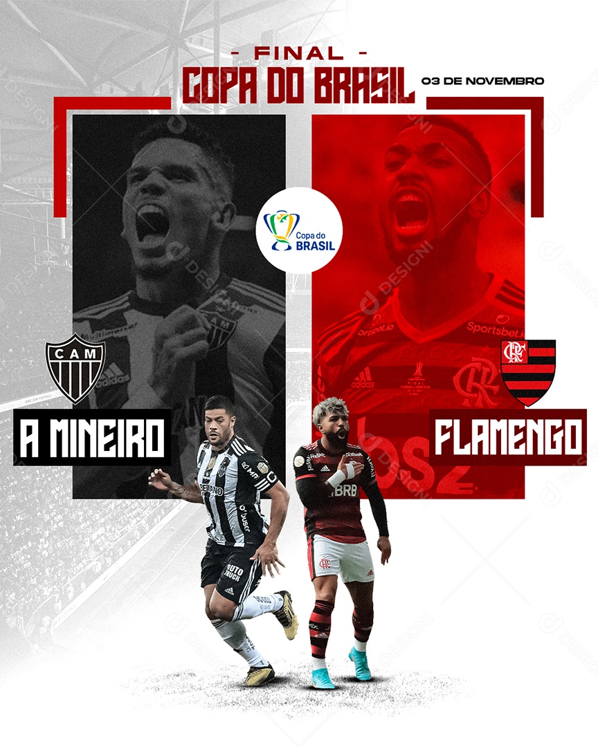 Feed Flyer Futebol Brasileirão Atlético mineiro X Flamengo Social Media PSD Editável