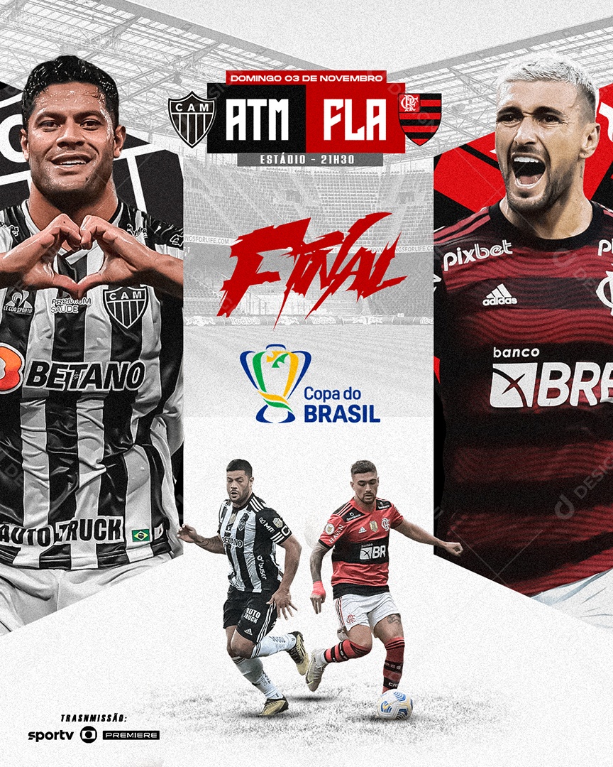 Feed Flyer Futebol Brasileirão Atlético mineiro  X Flamengo Social Media PSD Editável
