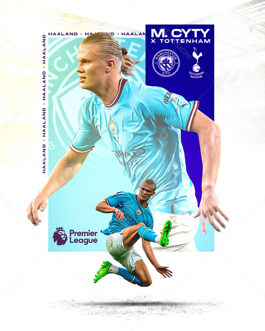 Feed Flyer Futebol Brasileirão Manchester City X Tottenham Social Media PSD Editável