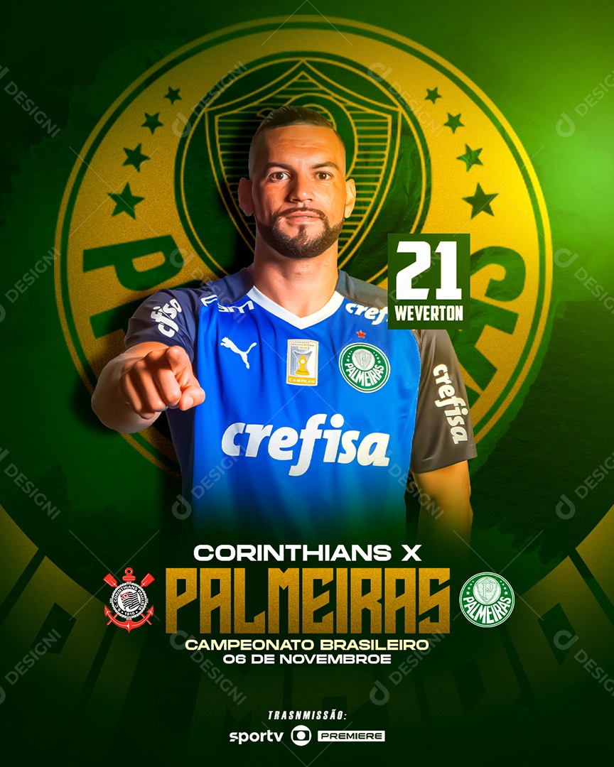 Feed Flyer Futebol Brasileirão Corinthians X Palmeiras Social Media PSD Editável