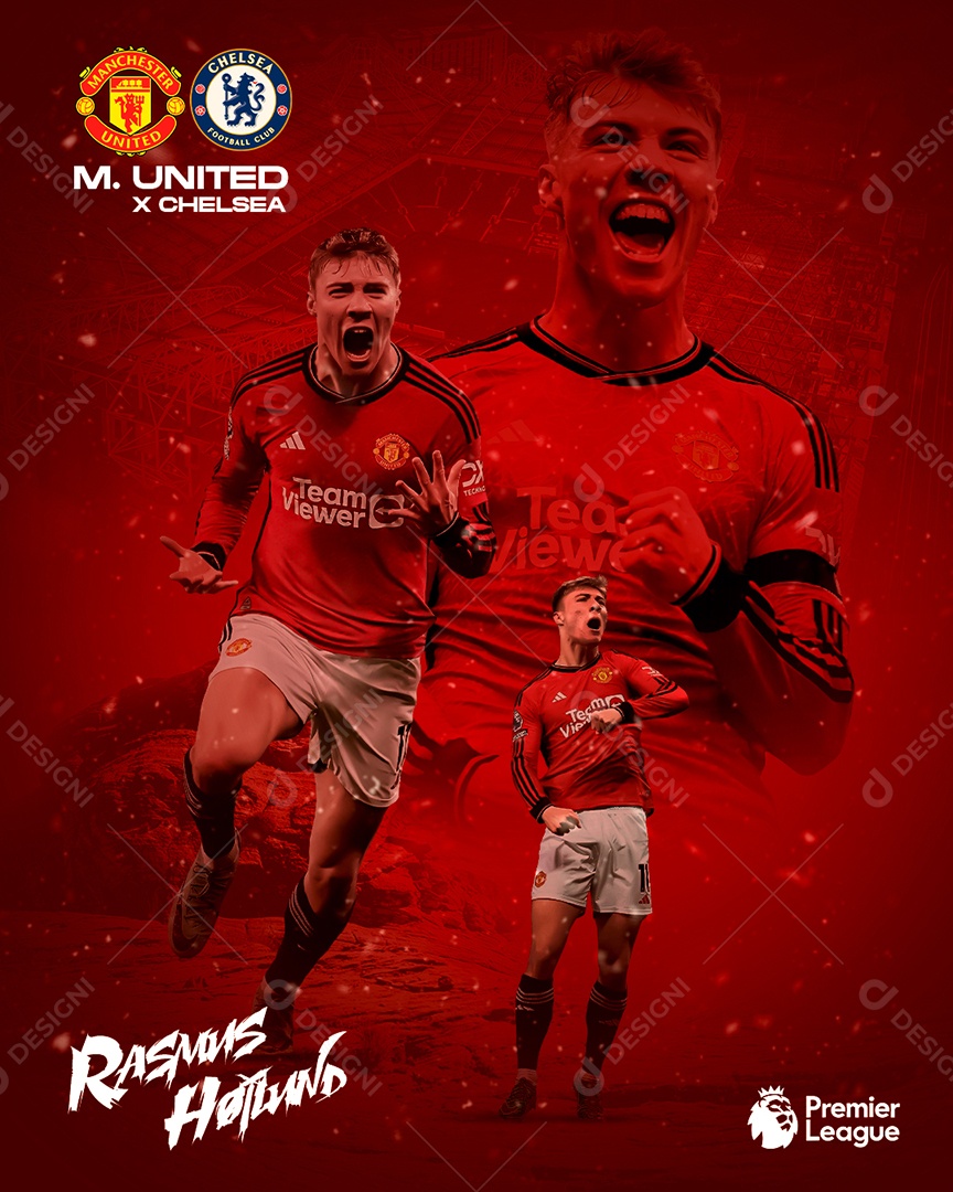 Feed Flyer Futebol Brasileirão Manchester United X Chelsea Social Media PSD Editável