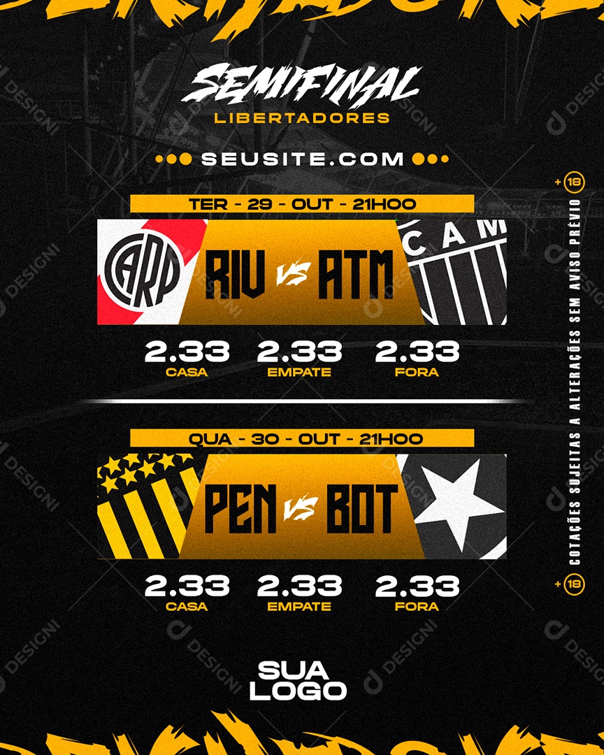 Feed Flyer Futebol Semifinal Libertadores Social Media PSD Editável