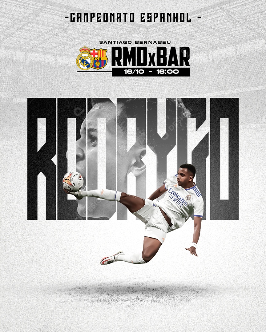Feed Flyer Futebol Jogador Rodrygo Social Media PSD Editável
