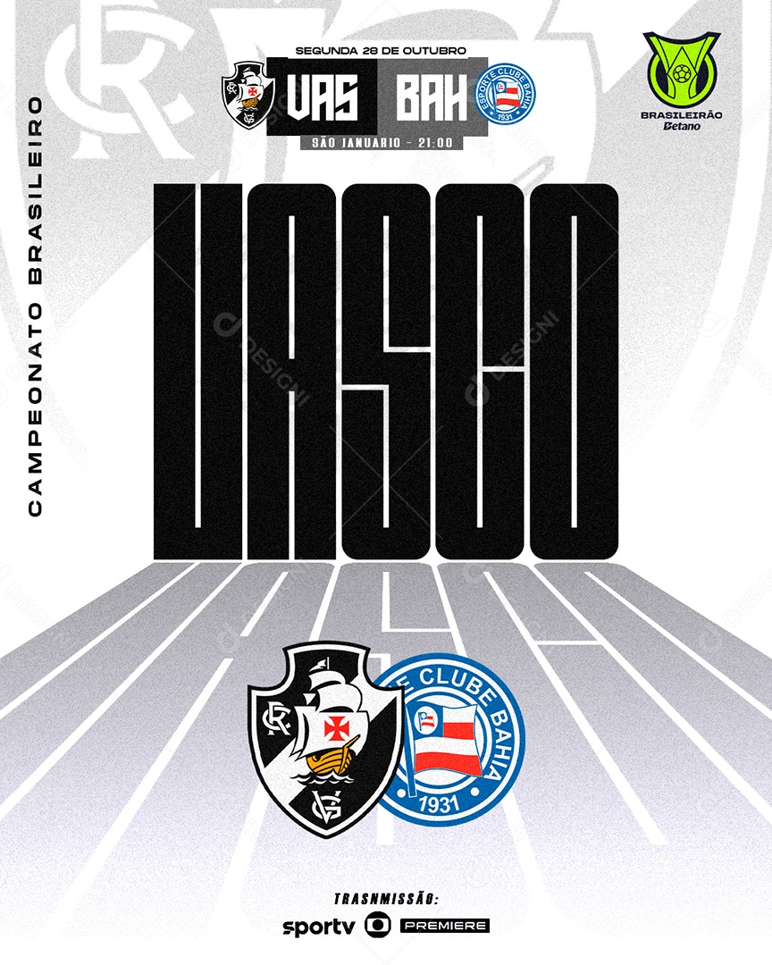 Feed Flyer Futebol Brasileirão Vasco X Bahia Social Media PSD Editável