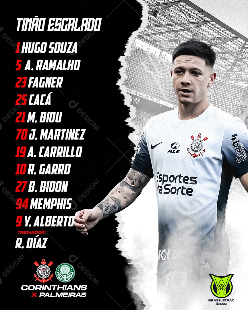 Feed Futebol Brasileirão Escalação Social Media PSD Editável