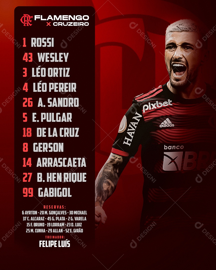 Futebol Brasileirão Flamengo X Cruzeiro Social Media PSD Editável