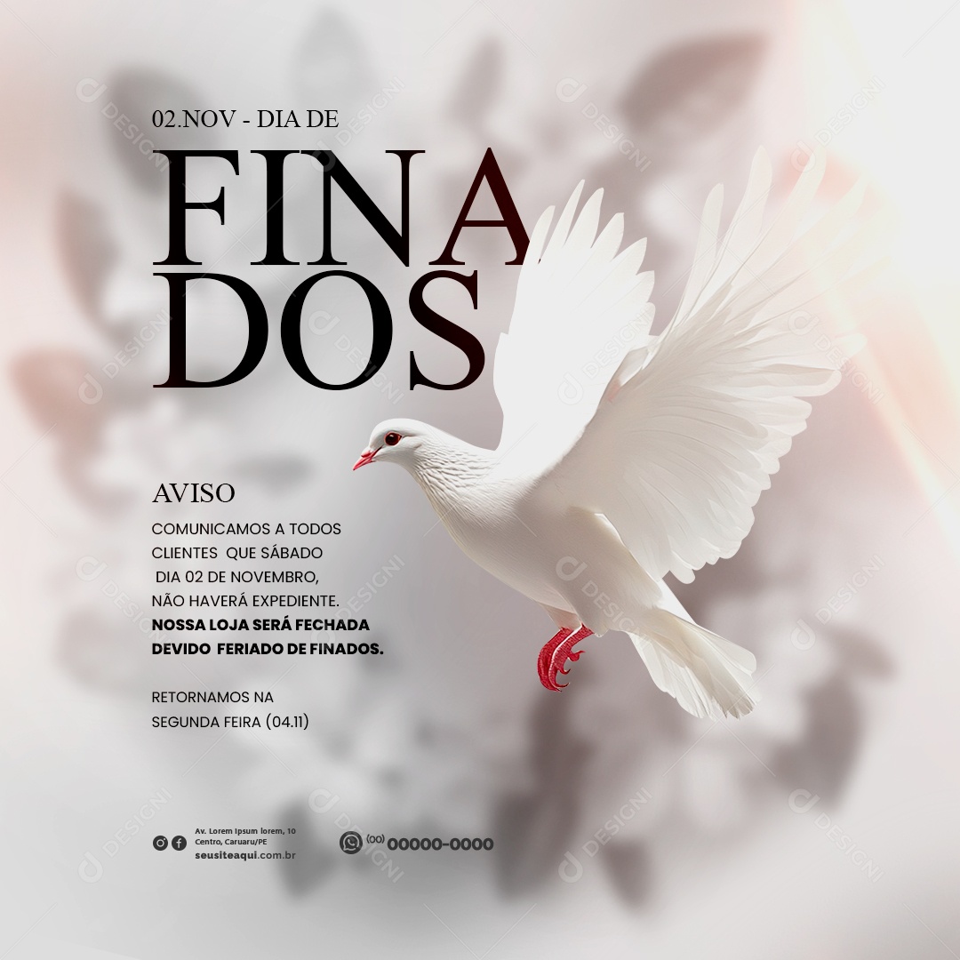 Horário de Funcionamento Dia de Finados Social Media PSD Editável