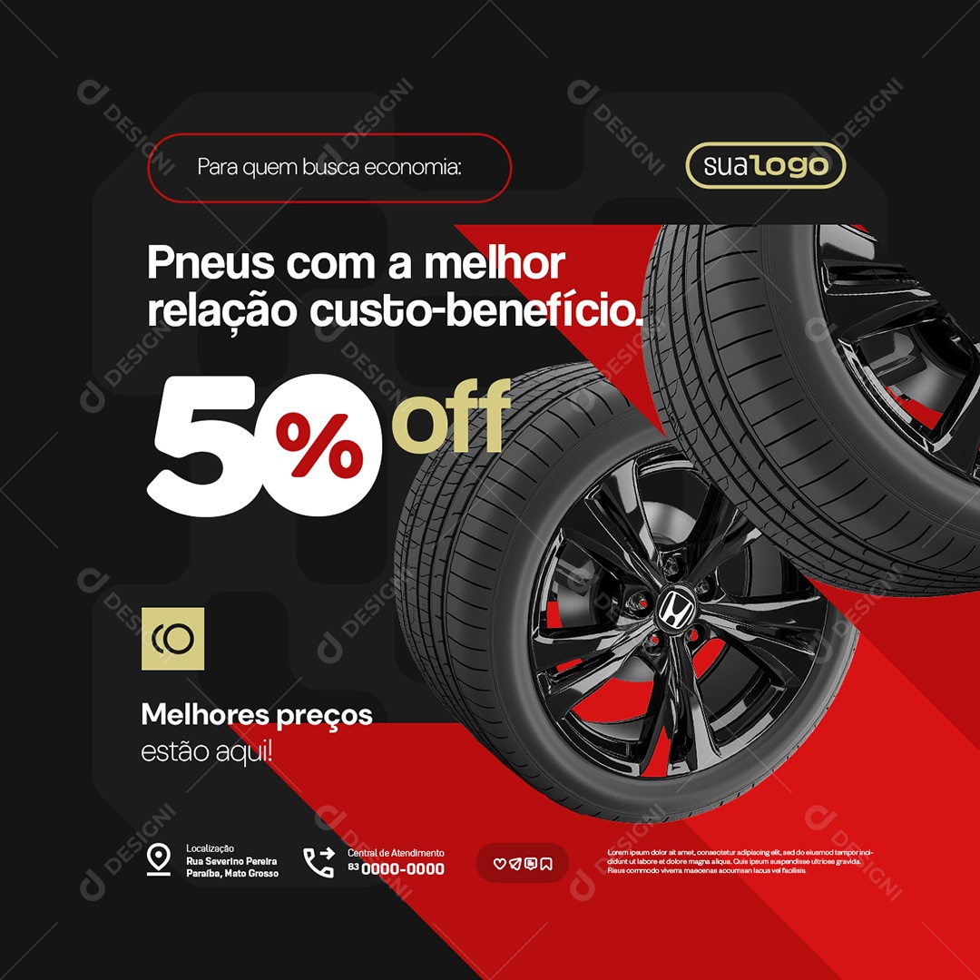 Loja de Pneus Com a Melhor Relação Custo Benefício Social Media PSD Editável