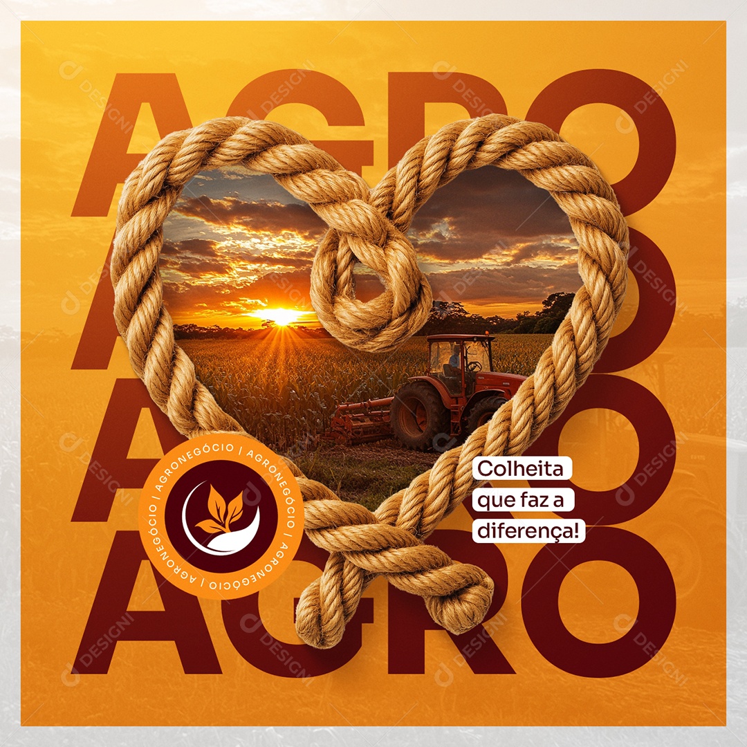 Agro Colheita Que Faz a Diferença Social Media PSD Editável