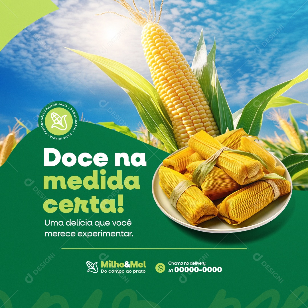 Pamonharia Doce na Medida Certa Social Media PSD Editável