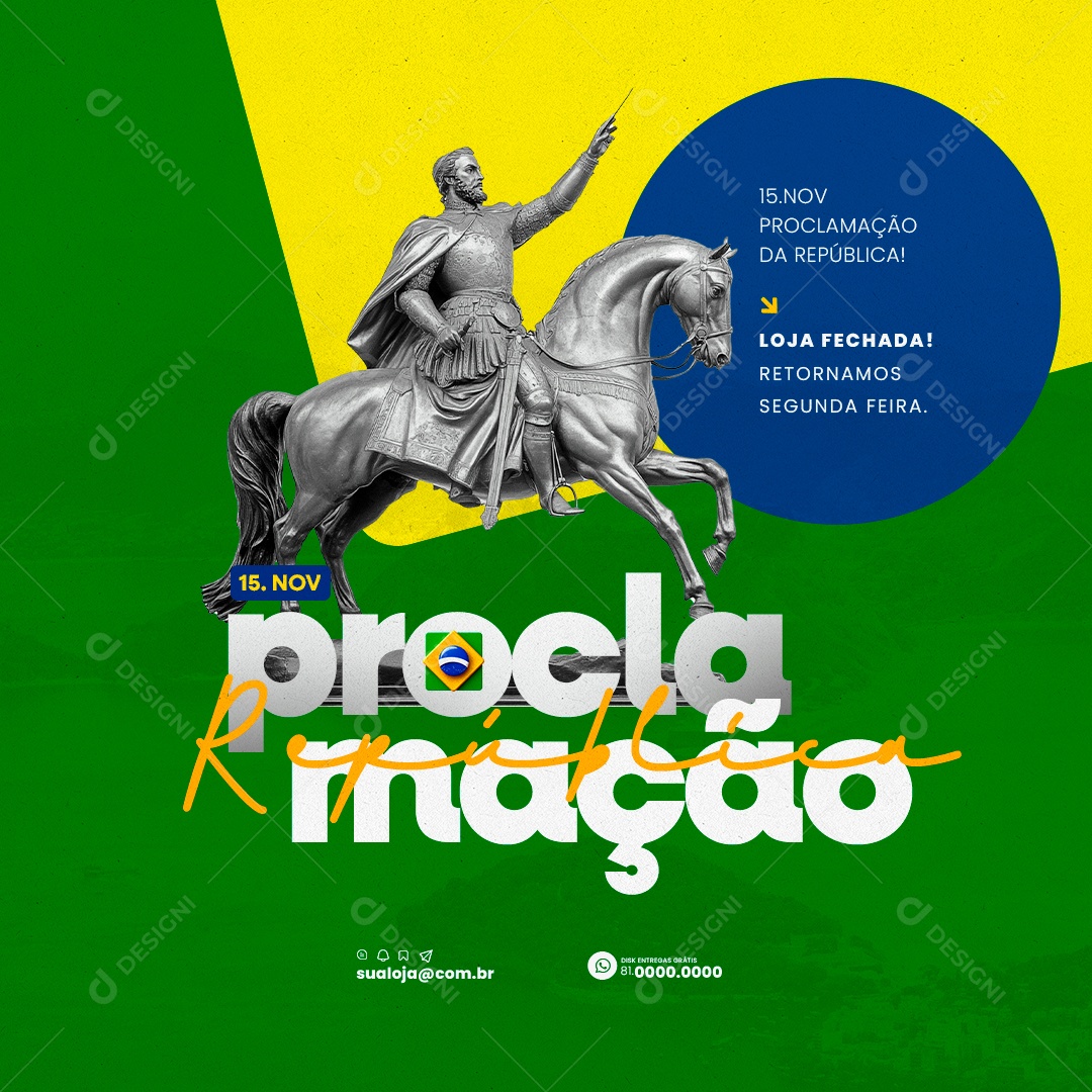 Social Media Comunicado Feriado Proclamação da República PSD Editável