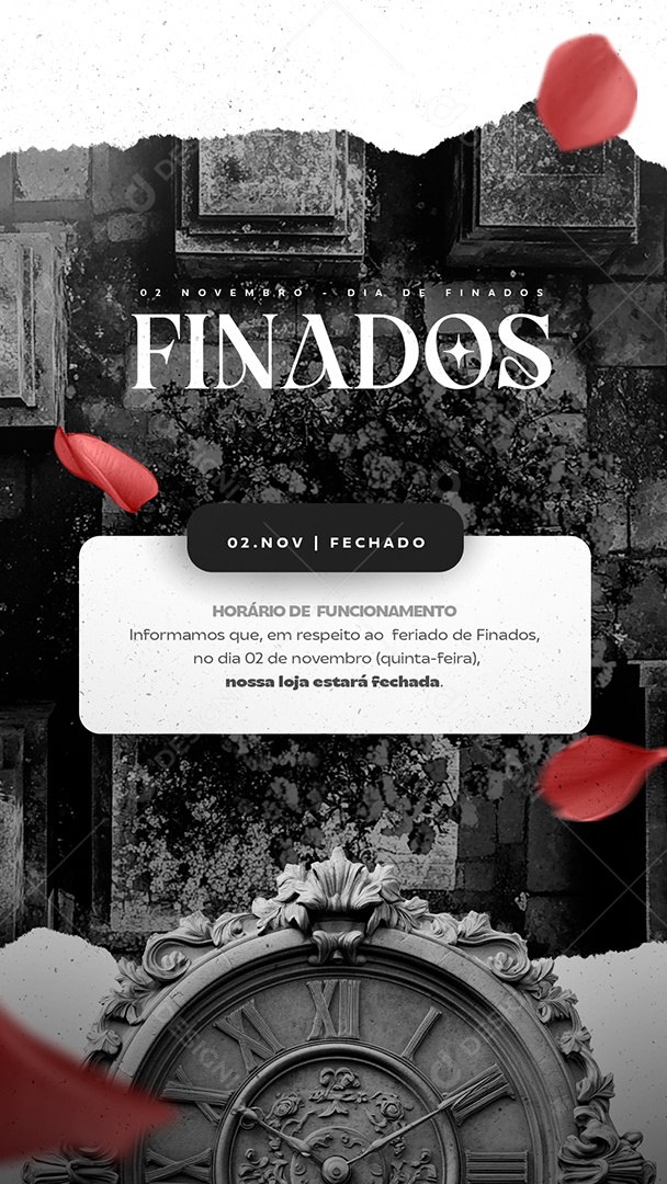Story Horário de Funcionamento Dia de Finados Social Media PSD Editável