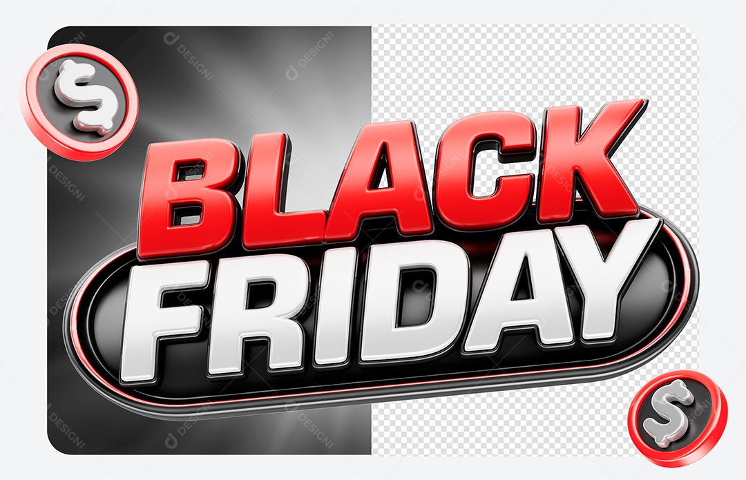Selo 3D Black Friday para Composição PSD
