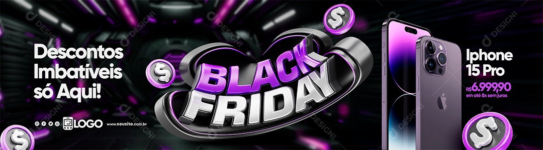 Banner Black Friday Lojas Eletrônicos Social Media PSD Editável