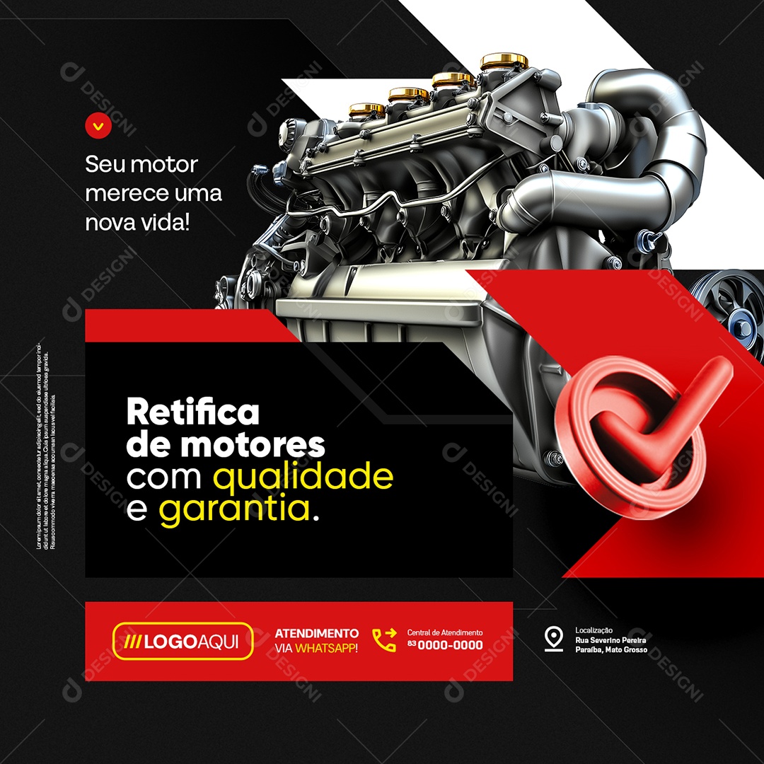 Retifica de Motores com Qualidade e Garantia Social Media PSD Editável