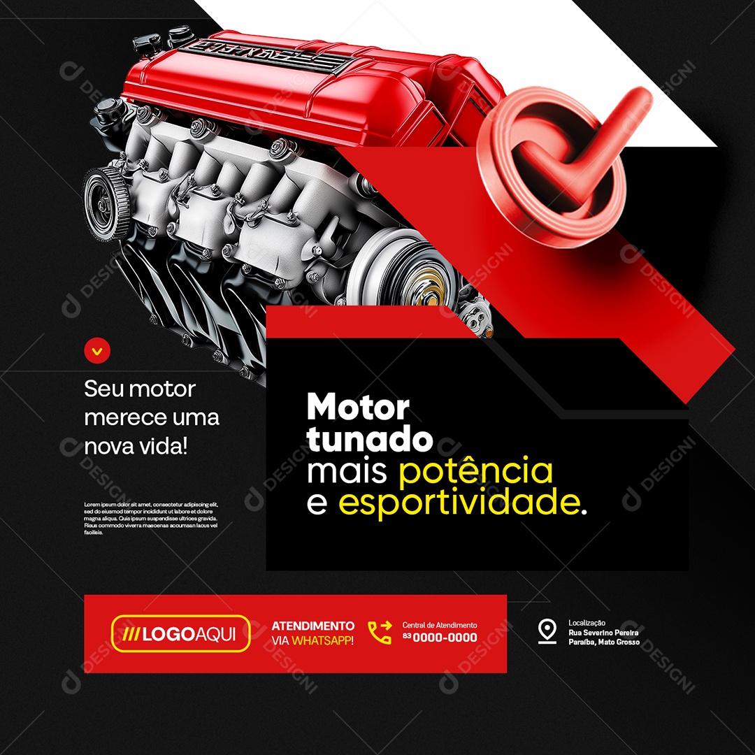 Retifica de Motores Motor Tunado Mais Potência e Esportividade Social Media PSD Editável