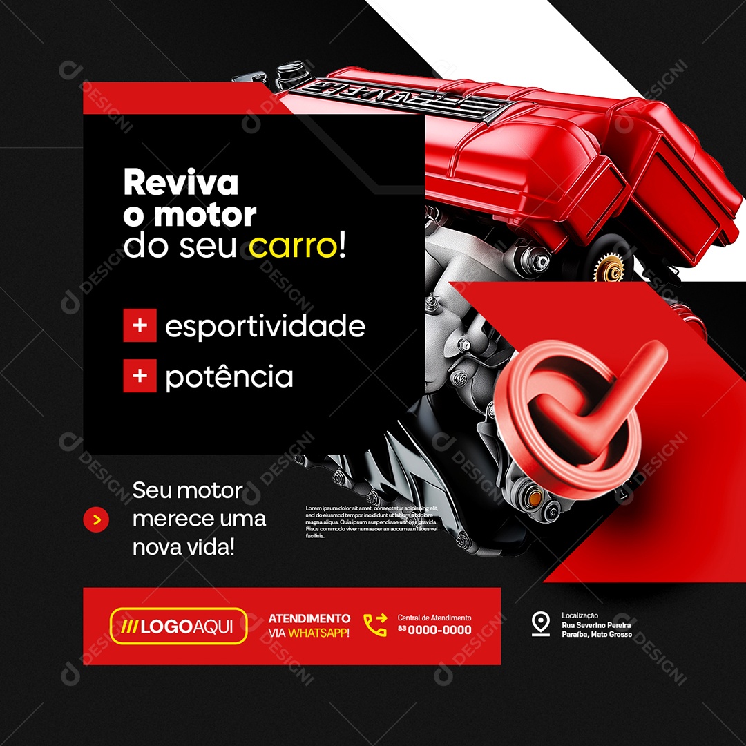 Retifica de Motores Reviva o Motor do Seu Carro Social Media PSD Editável