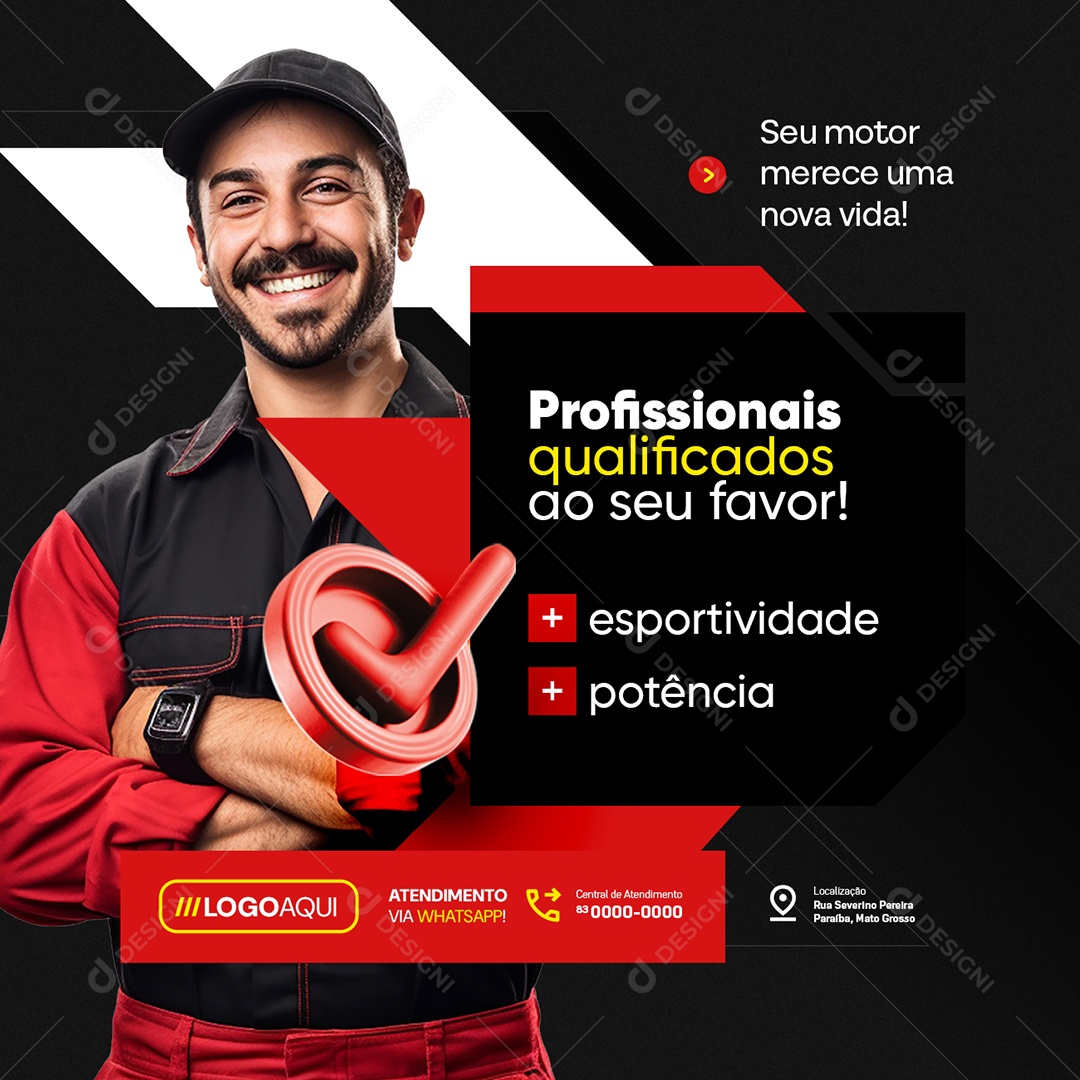 Retifica de Motores Profissionais Qualificados ao Seu Favor Social Media PSD Editável