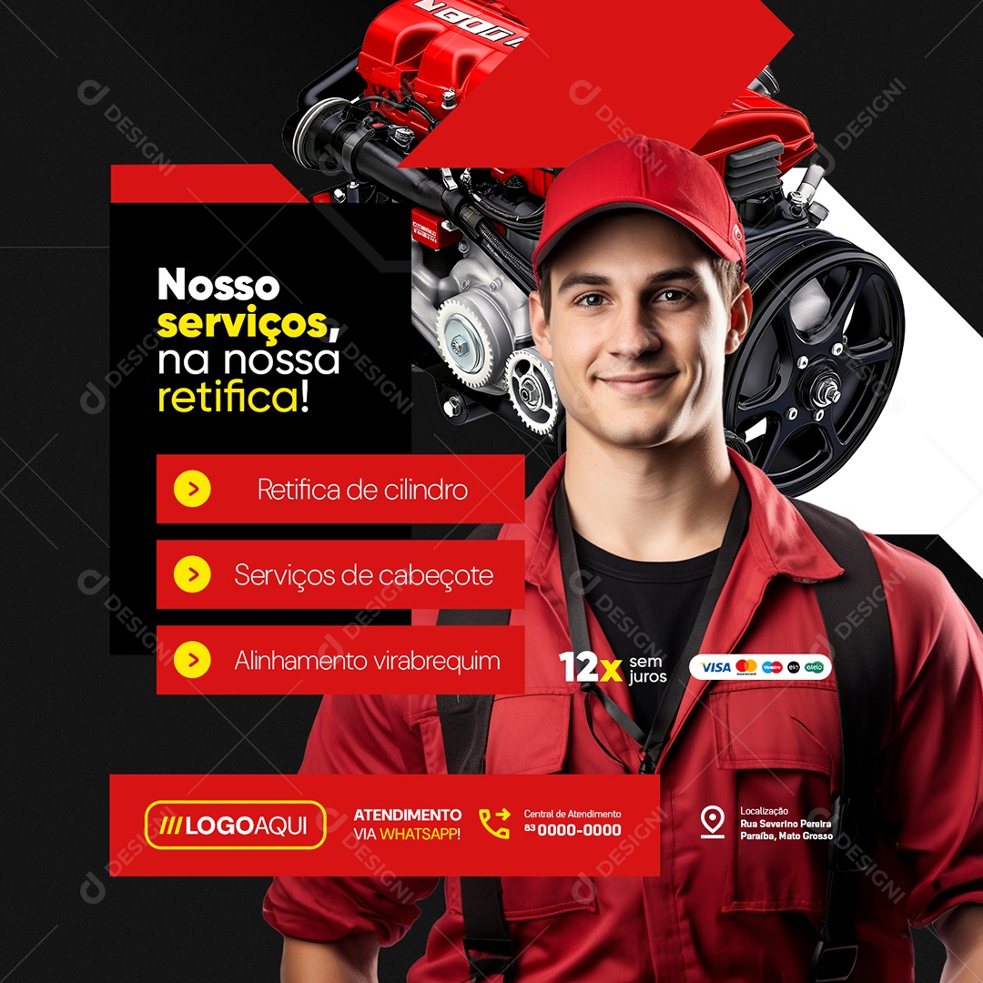Retifica de Motores Nosso Serviços na Nossa Retifica Social Media PSD Editável