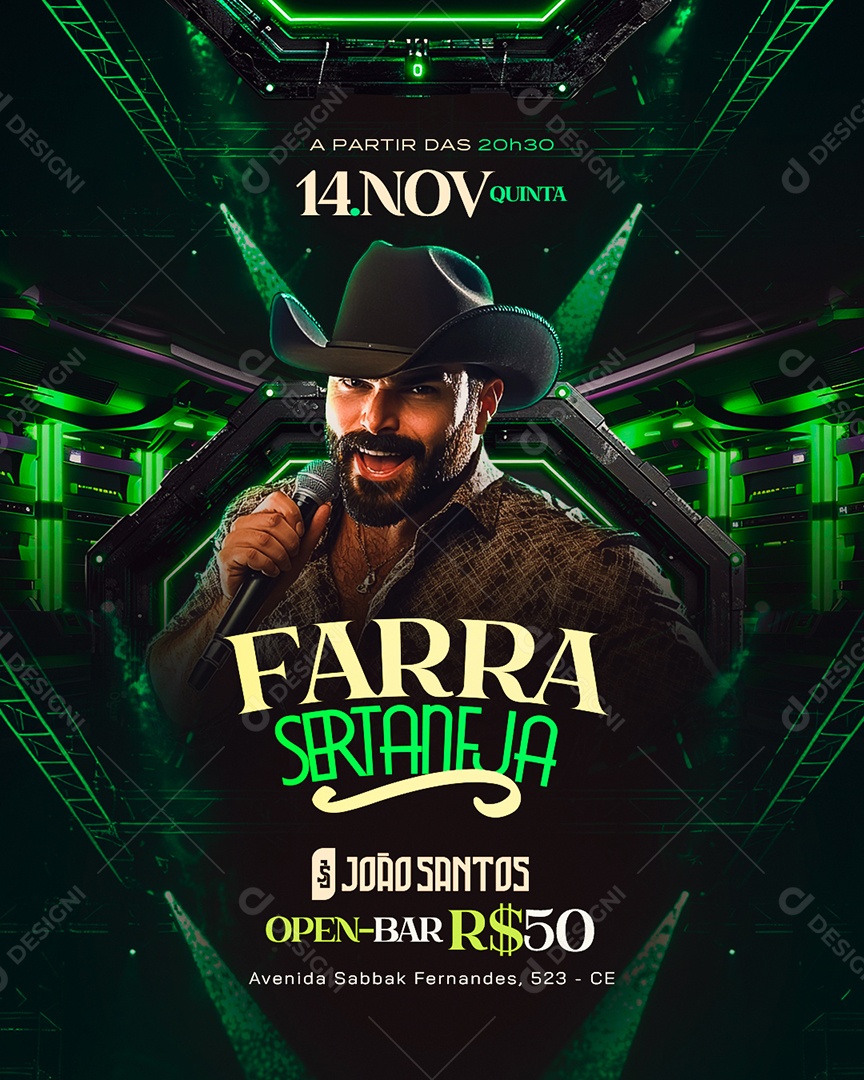 Flyer Farra Sertaneja Social Media PSD Editável