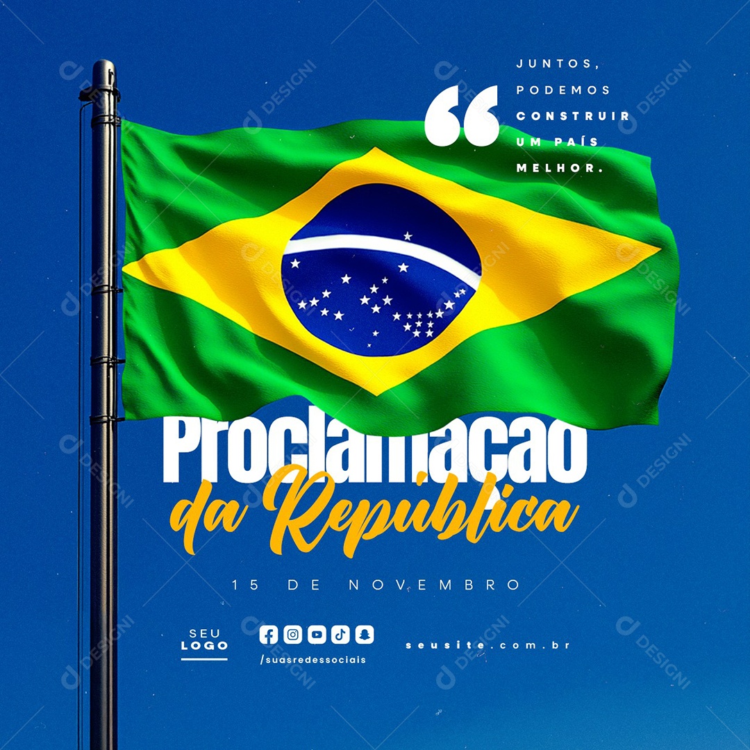Social Media Dia da Proclamação Da República 15 De Novembro PSD Editável
