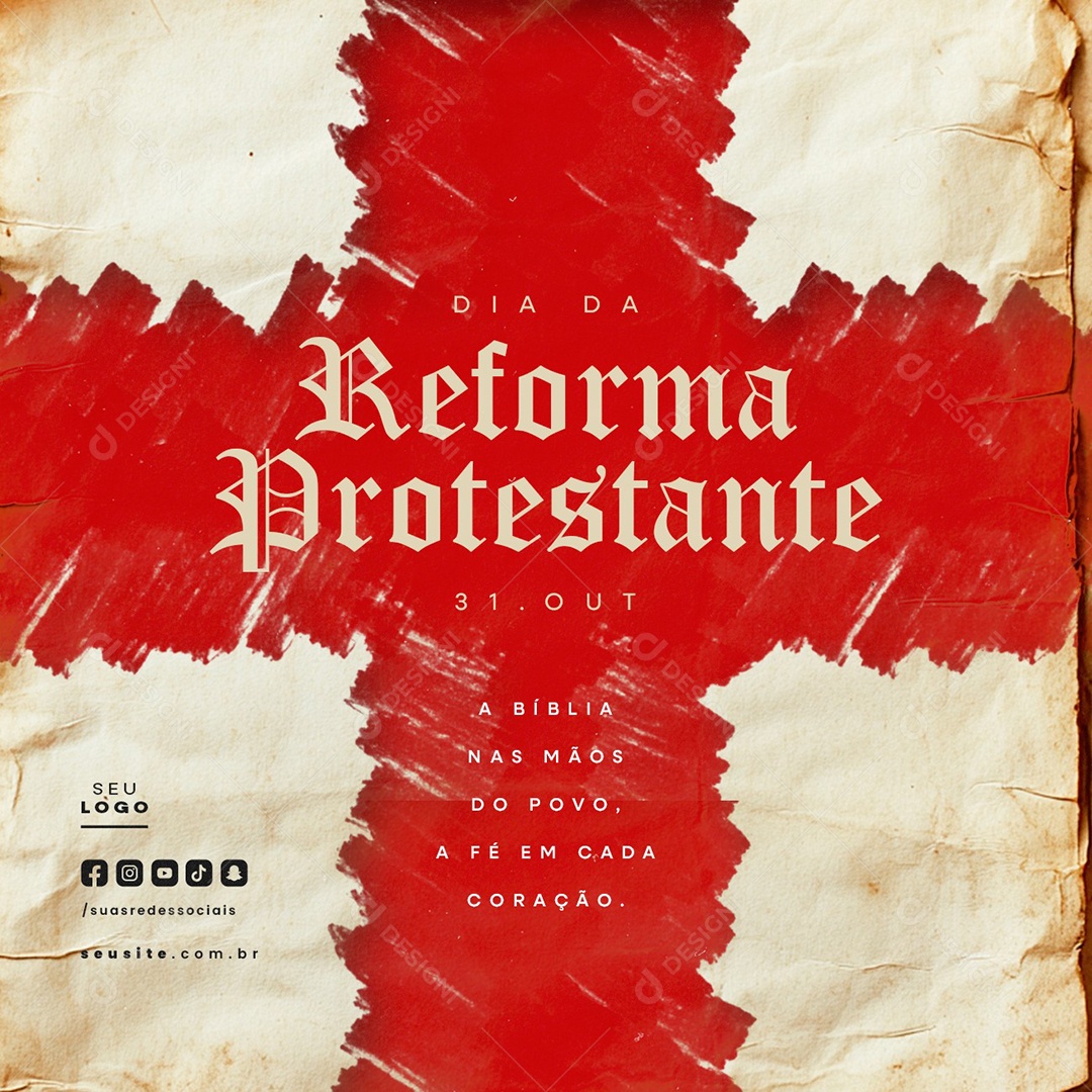 Dia da Reforma Protestante 31 de Outubro Social Media PSD Editável