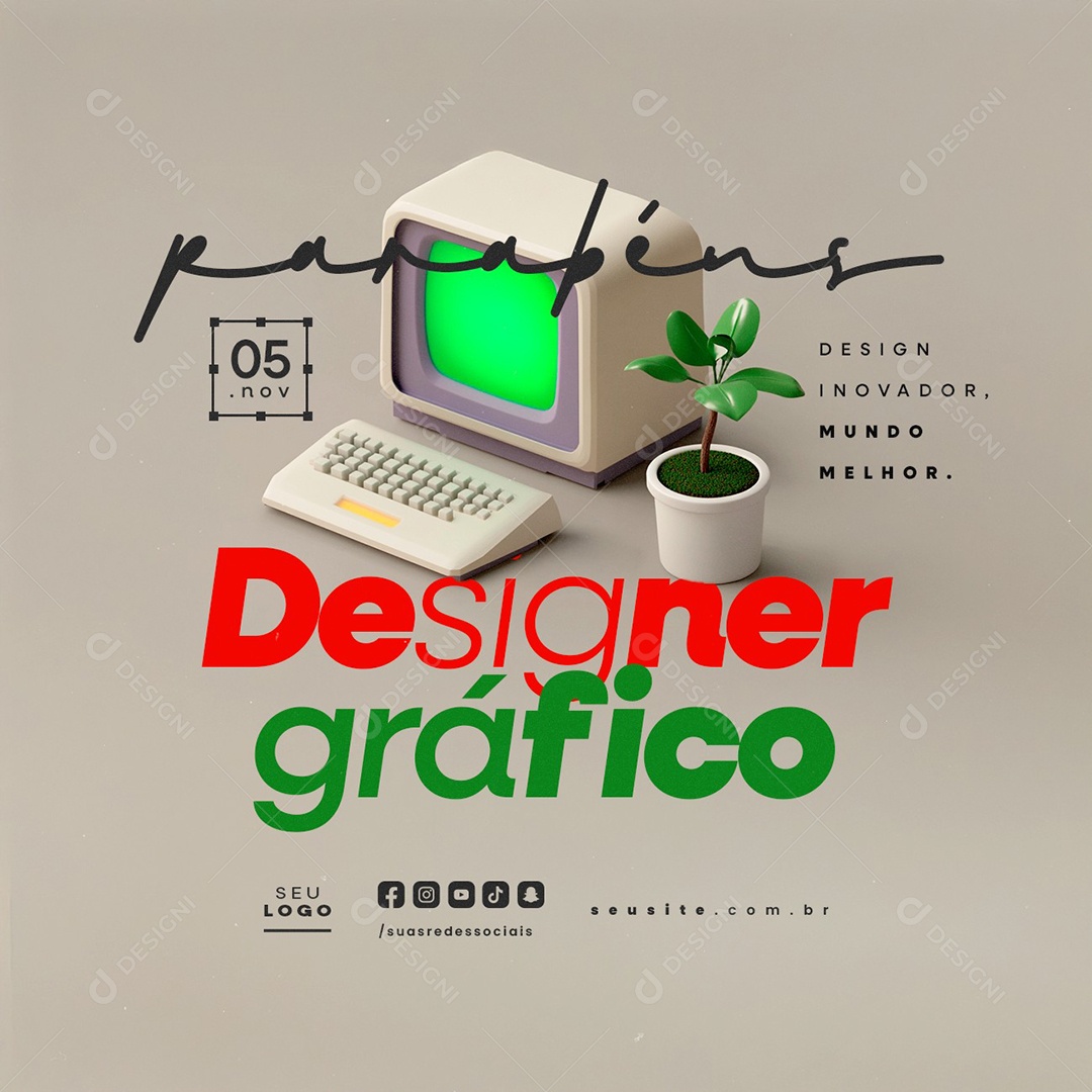 Dia do Designer Gráfico 05 de Novembro Parabéns Social Media PSD Editável