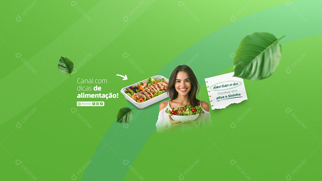 Capa do Youtube Nutricionista Canal com Dicas de Alimentação Social Media PSD Editável