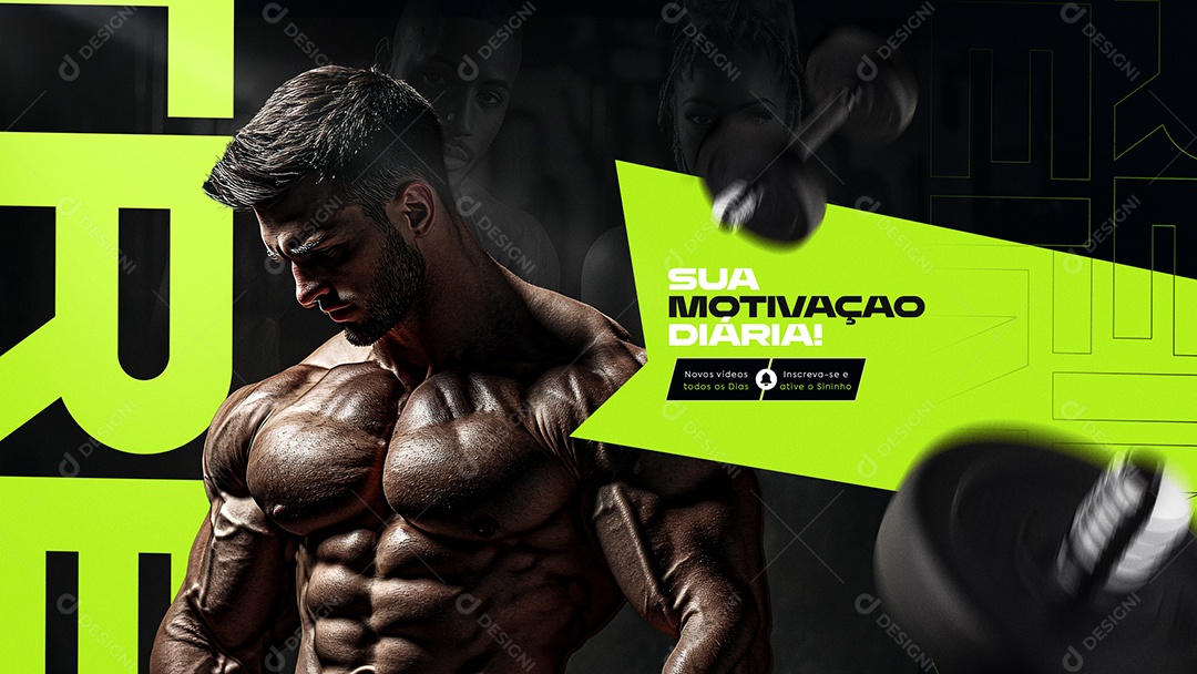 Capa do Youtube Academia Sua Motivação Diária Social Media PSD Editável