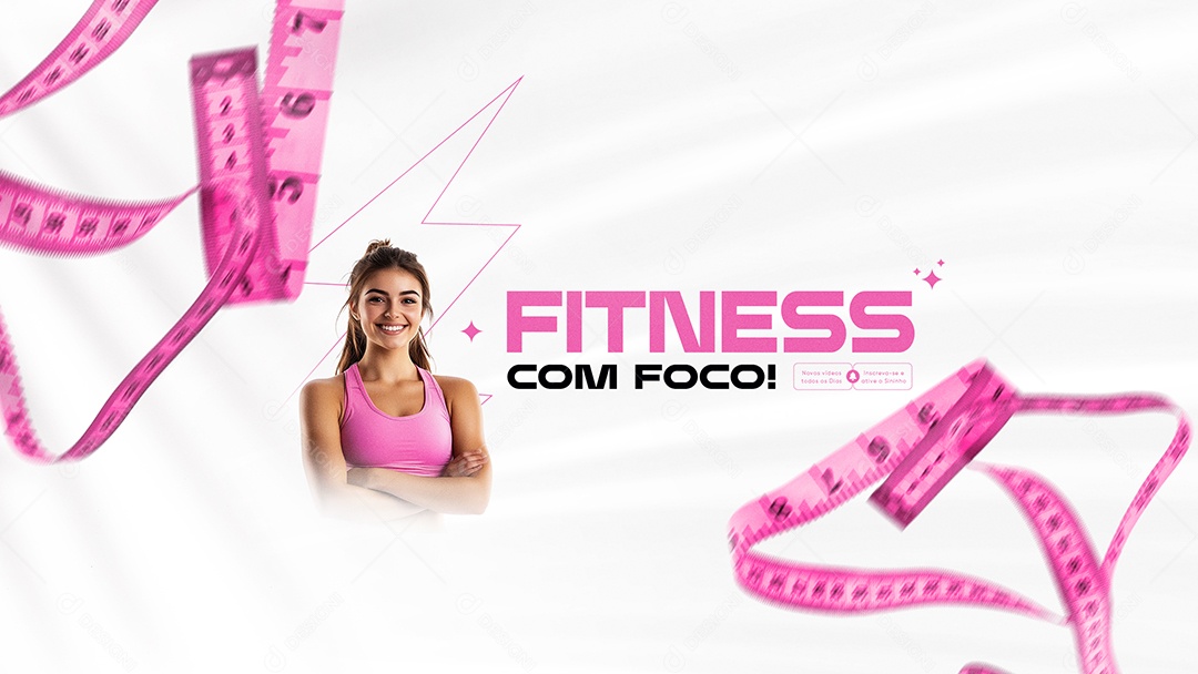Capa do Youtube Fitness Com Foco Social Media PSD Editável