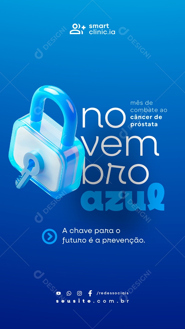 Story Novembro Azul A Chave para o Futuro é a Prevenção Social Media PSD Editável