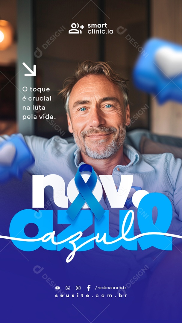 Story Novembro Azul Mês de Combate ao Câncer de Próstata Social Media PSD Editável