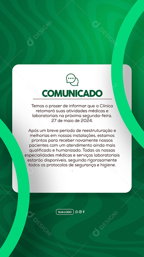 Story Comunicado Importante Clinica Social Media PSD Editável