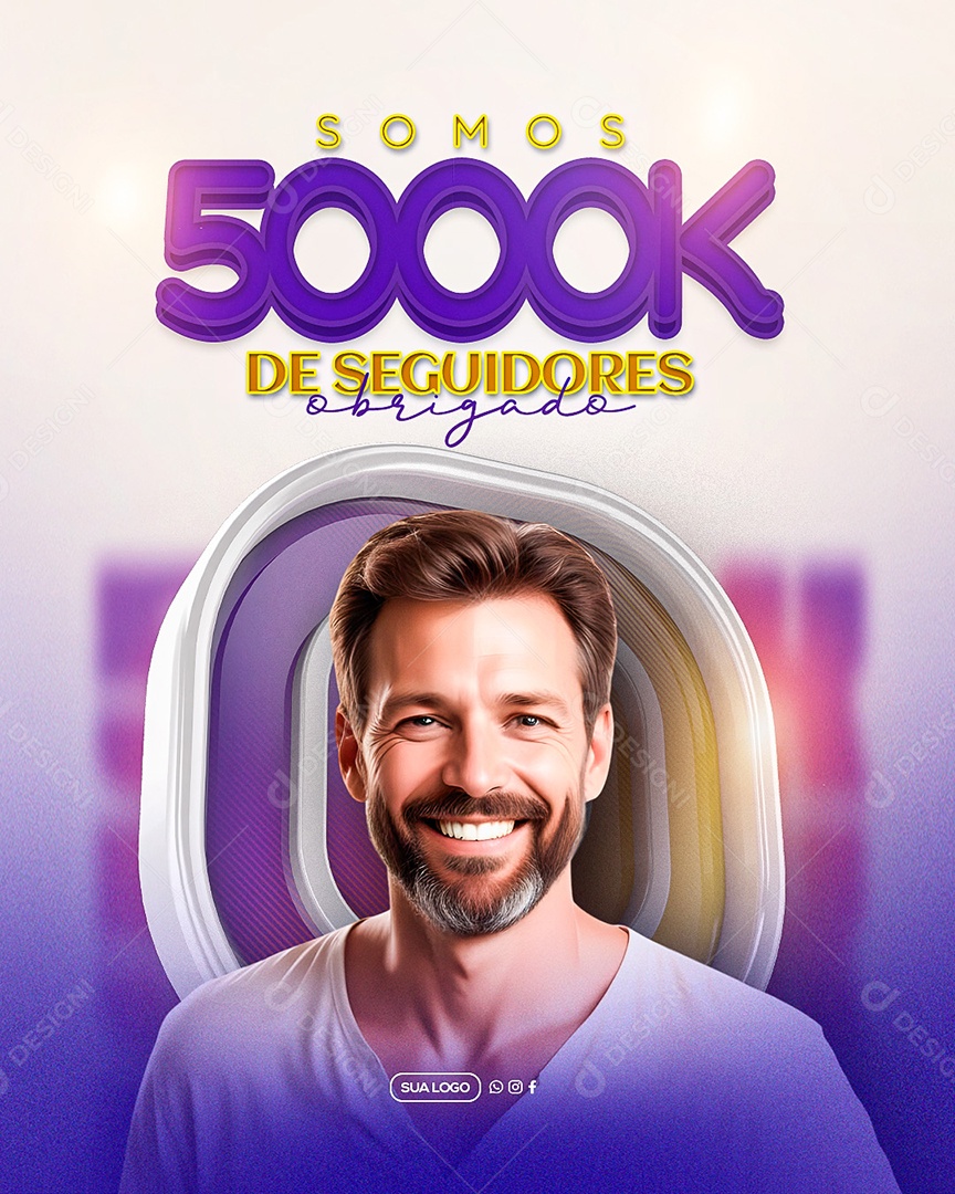 Obrigado Agora Somos 5k Seguidores Social Media PSD Editável
