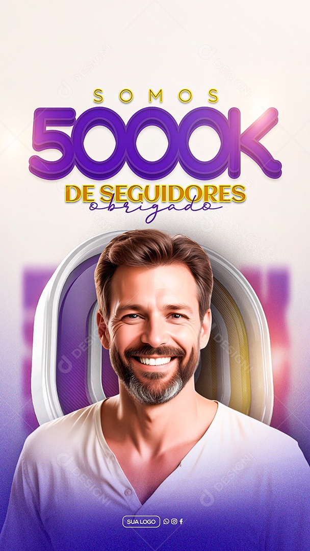 Story Obrigado Agora Somos 5k Seguidores Social Media PSD Editável