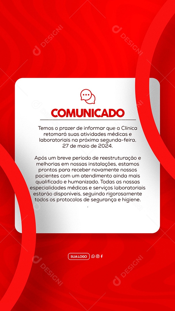 Story Comunicado Importante Clinica Social Media PSD Editável