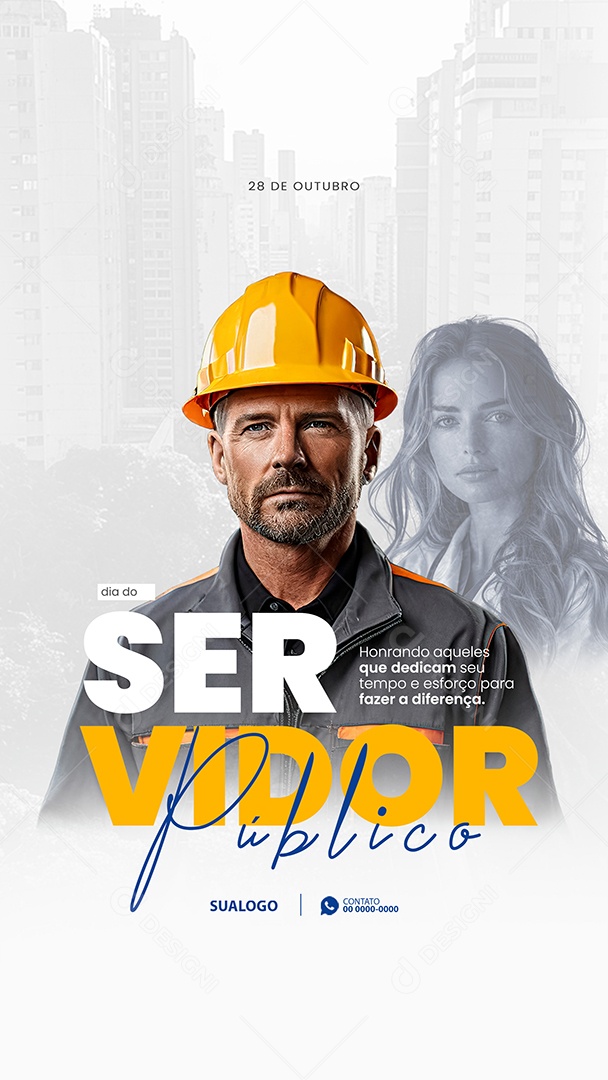 Parabéns Dia do Servidor Público 28 de Outubro Social Media PSD Editável