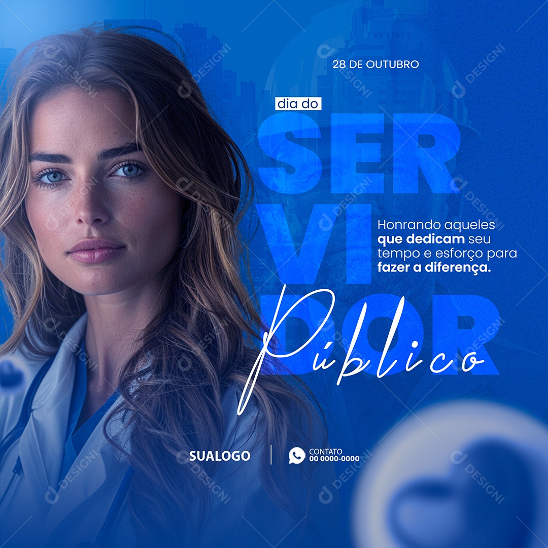 Dia do Servidor Público 28 de Outubro Parabéns Social Media PSD Editável