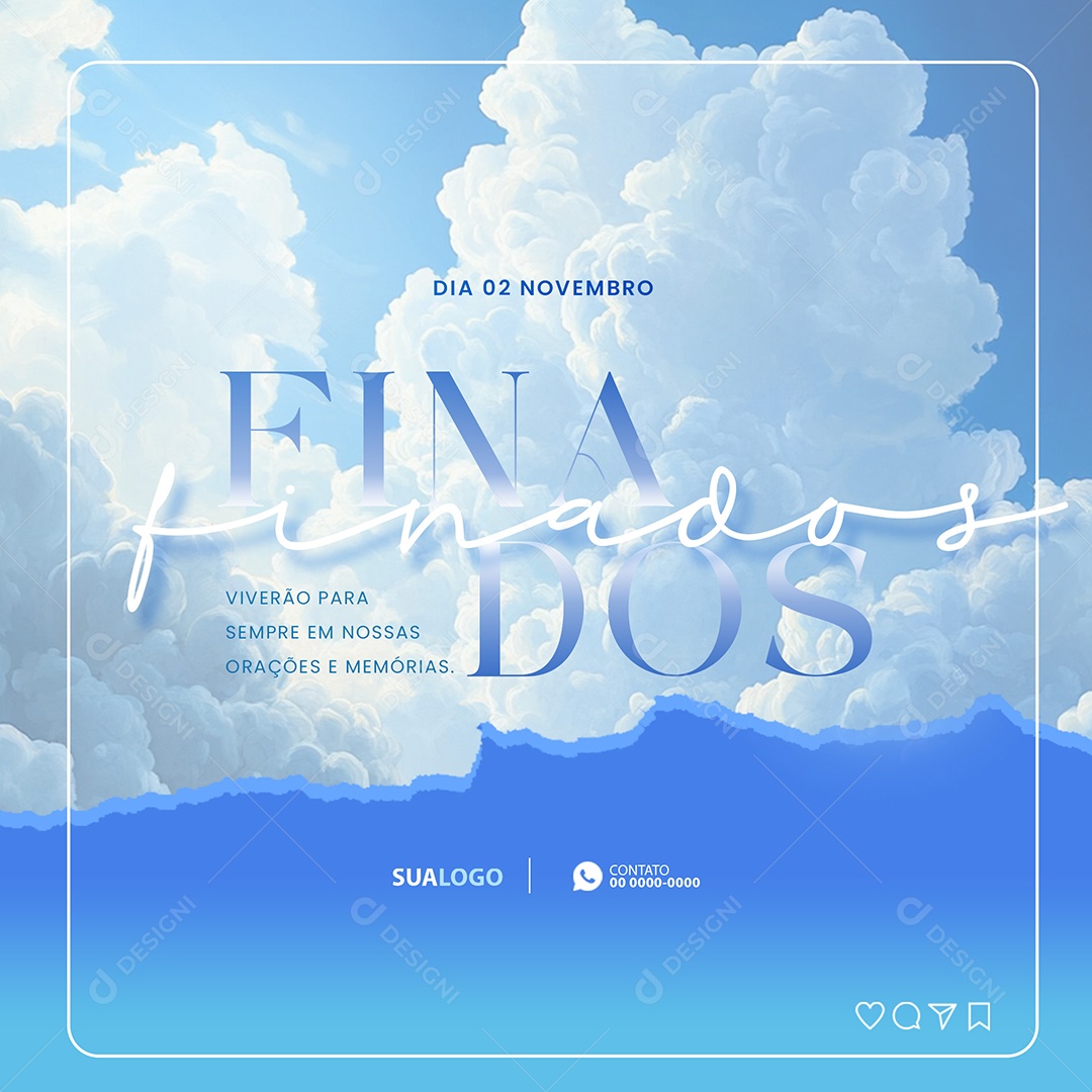 Dia de Finados 02 de Novembro Viverão Para Sempre Em Nossas Orações e Memórias Social Media PSD Editável