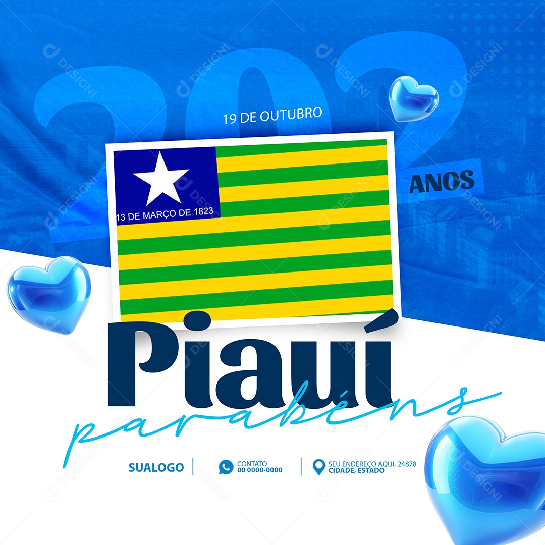 Feliz Dia do Piauí 19 de Outubro Social Media PSD Editável