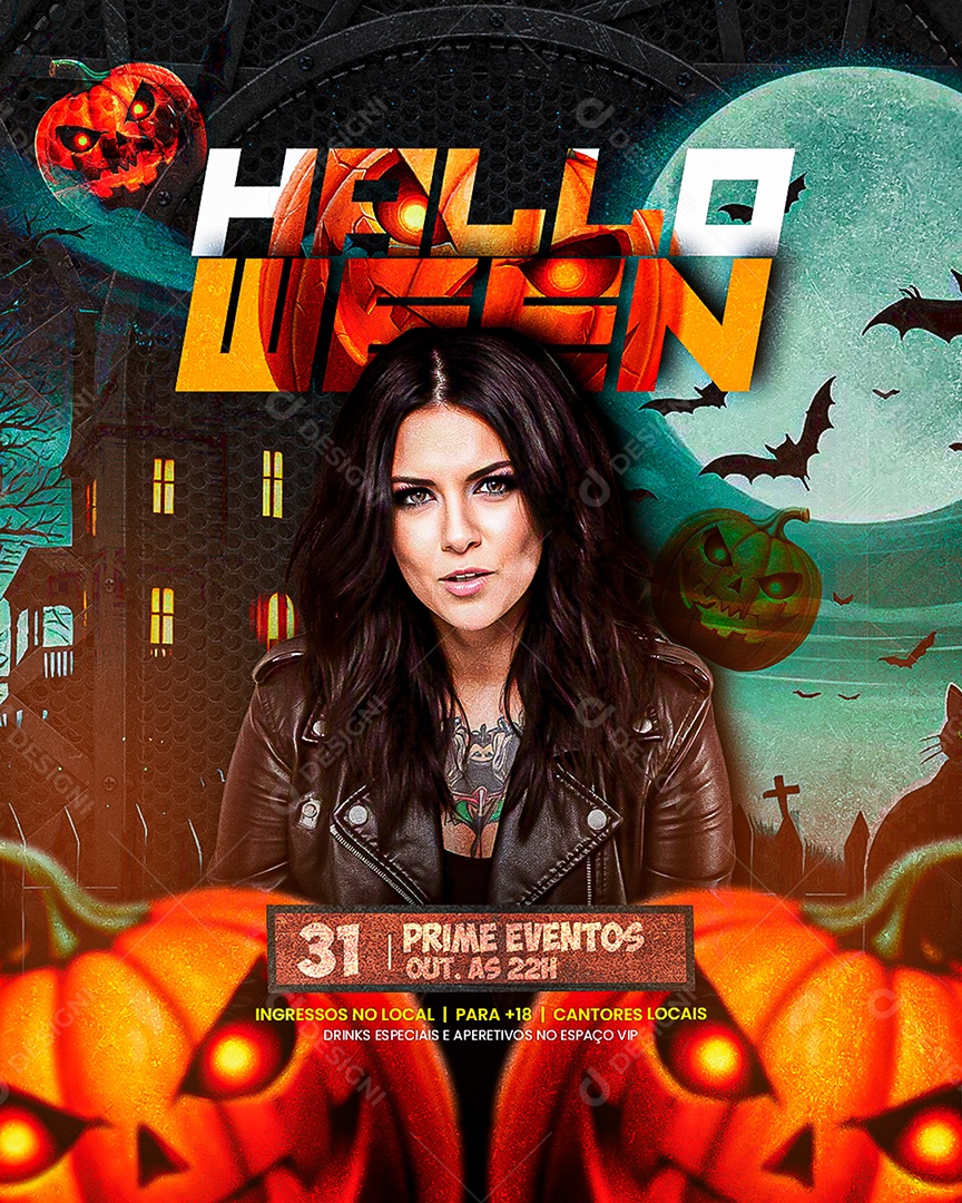 Flyer Halloween Prime Eventos Social Media PSD Editável