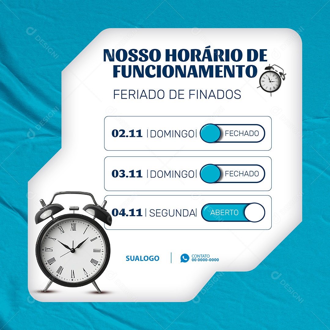 Horário De Funcionamento Feriado de Finados Social Media PSD Editável