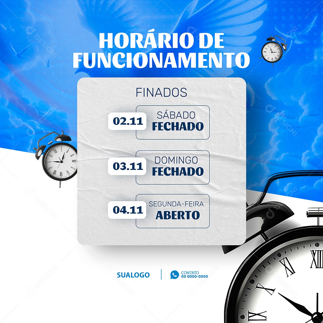Social Media Horário De Funcionamento Feriado de Finados PSD Editável